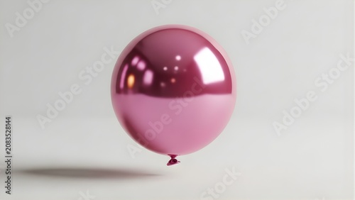 Shiny Pink Balloon Floating in Studio with Soft Lighting.