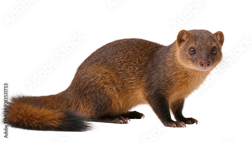 фотографія Brown Dwarf Mongoose Standing on White