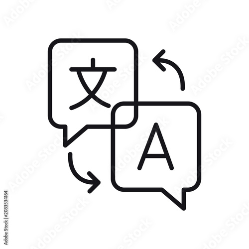Language Translation Chat and Multi Lingual Communication Line Icon