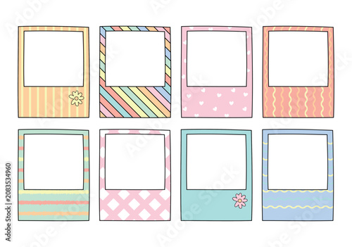 Cute Hand Drawn Colorful Pastel Polaroid Photo Frame Vector Illustration – Scrapbook Doodle Clipart