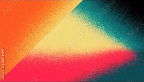 Vibrant abstract composition with intersecting colored fields and soft grain texture