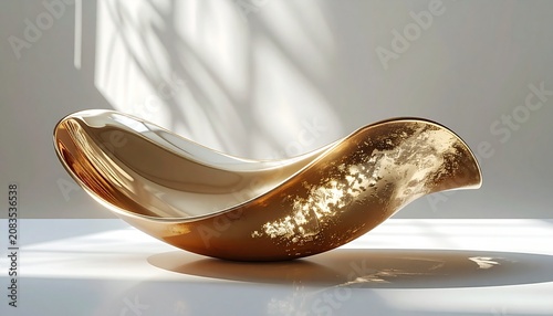 Elegant Golden Bowl - A Study in Light and Shadow.