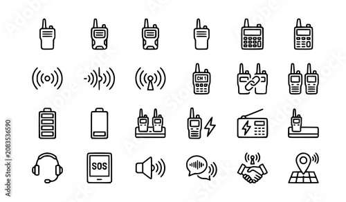Tableau sur toile Modern Walkie Talkie Communication Outline Icon Pack Editable Vector Set