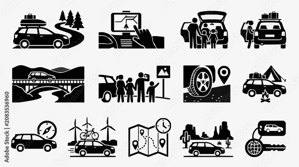 Obraz premium Roadside Emergency and Travel Scenes Collection.