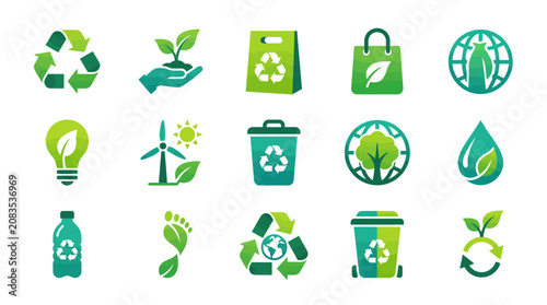 set of green eco icons