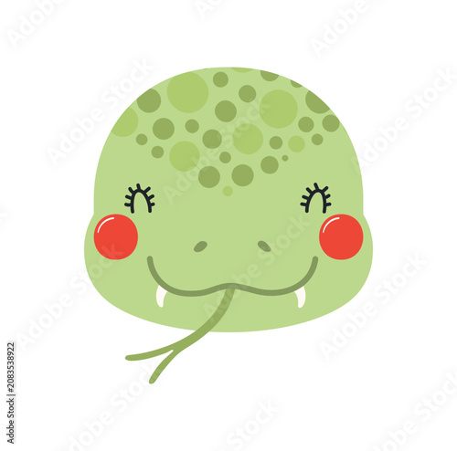 Cute little snake face illustration isolated. Kawaii cartoon character. Wild ...