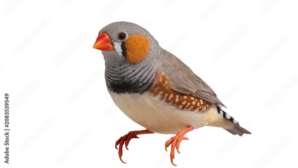 Obraz premium Zebra finch bird with orange beak and cheek patches