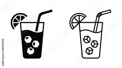 Canvas-taulu Glass Of Juice With Citrus And Ice Black And White Silhouette