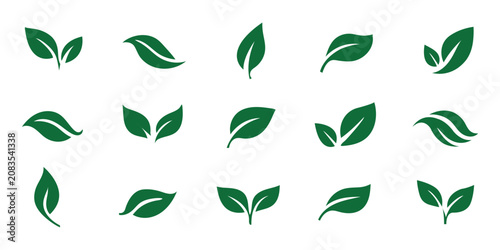 Fotografía Leaf sprout icon vector set, green leaves plant eco logo symbol simple graphic i