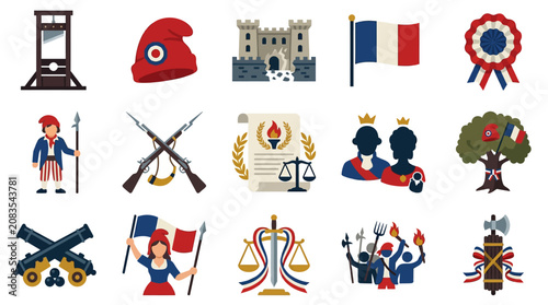 Foto Detailed of French Revolution historical scene with key figures and dramatic eve