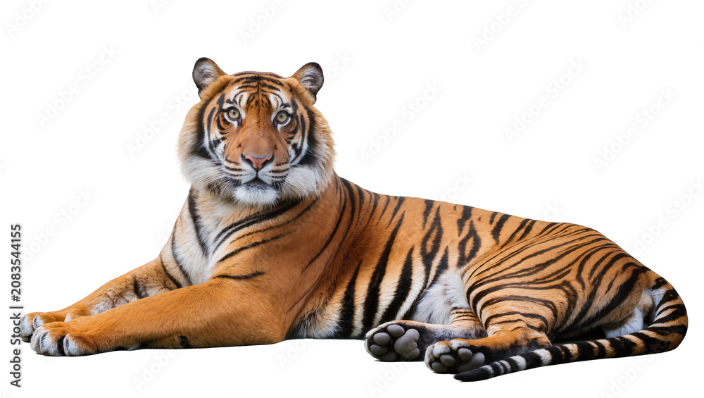 Obraz premium Tiger lying down with orange and black stripes