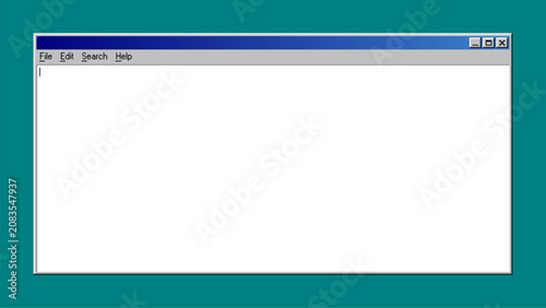 Картината върху платно Retro window interface with blank text editor area