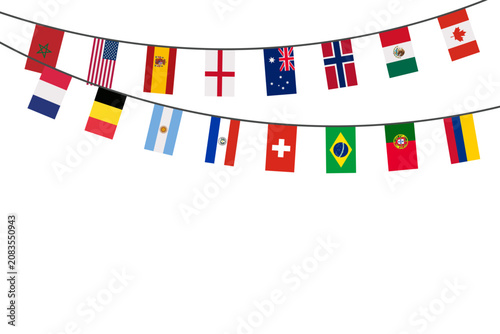 International national flags garland banner with copy space