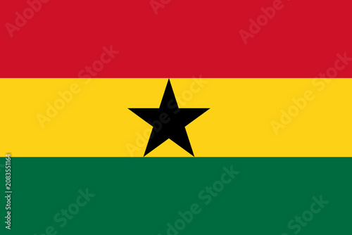 Official flag of Ghana, featuring red, yellow, and green stripes with a prominent black star in the center.