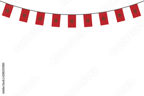 Foto Moroccan flag bunting decorations isolated on white background, ideal for national events and Fête du Trône