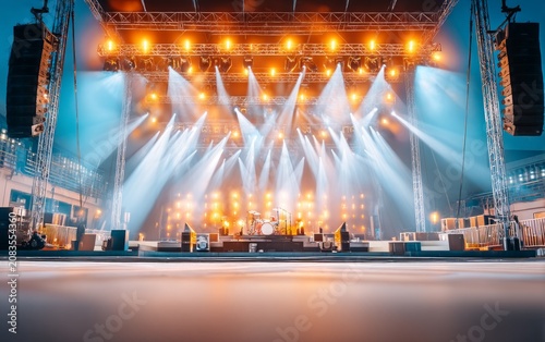 Main Stage Setup with Towering PA System for Festival Performance