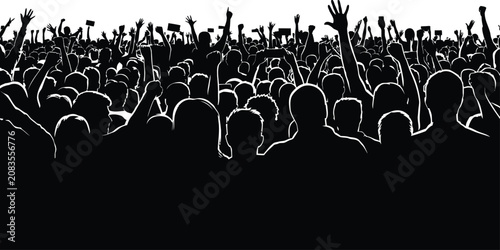 silhouettes of people crowd