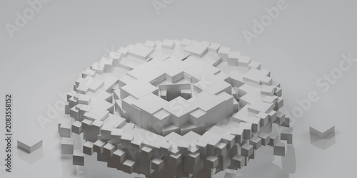 Abstract white 3d geometric block structure