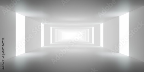 Bright white tunnel with perspective and light