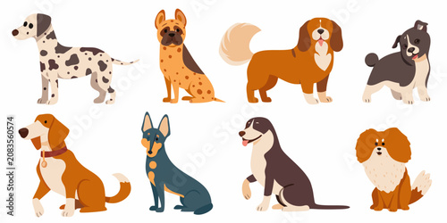 Photos friendly canine characters vector illustration dogs puppies