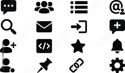 Fotografie Black and white communication icons set