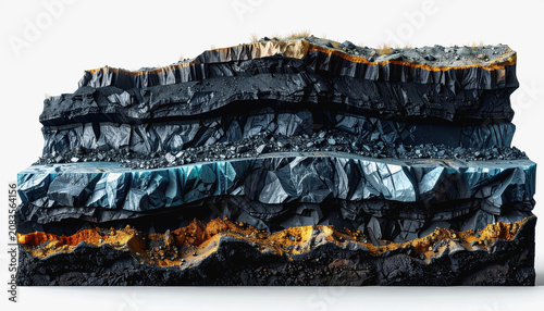 Cross-section of Earth Layers Showing Coal and Minerals