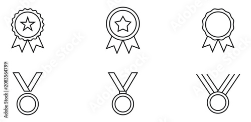 Awards icon set. award medal vector icon. Achievement symbol. Award logo. Sports medal icon in filled, thin line, stroke style for website and apps. Vector illustration