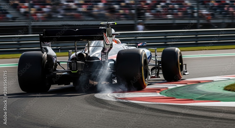 Obraz premium Racing car speeding on track circuit.