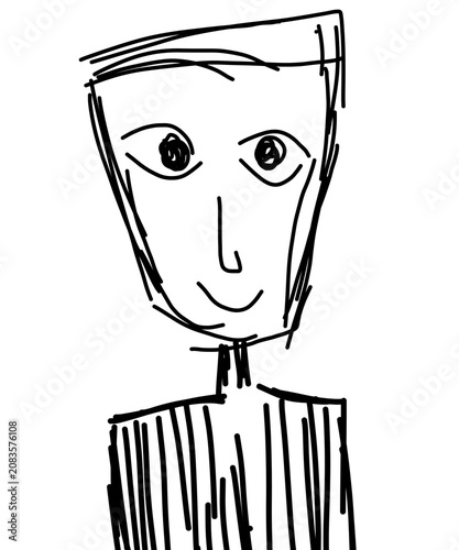 Abstract Scribble Portrait of a Man Black and White Line Art Face Illustration
