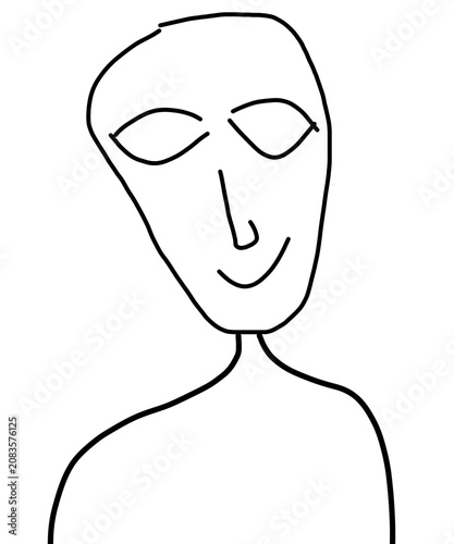 Minimalist Abstract Scribble Portrait Black and White Line Art Face Drawing Vector Illustration
