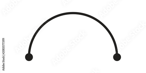 Simple black arc line with circular endpoints isolated on transparent background for web design