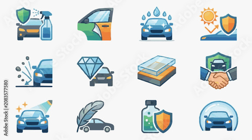 Emergency Vehicle Safety Icons Set.