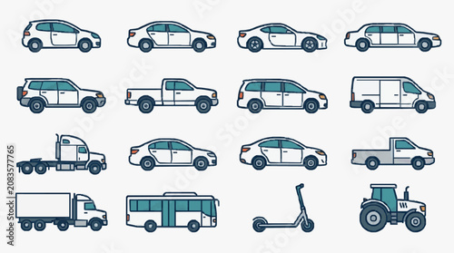 Diverse Vehicles Lineup Collection.