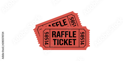 Obraz na plátně Two red raffle tickets silhouette icon for an event or lucky draw prize