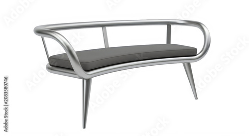Modern black and silver bench with curved backrest and legs
