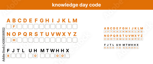 Knowledge Day code with letters and encoded message in orange  