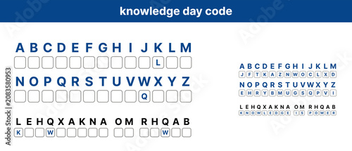 Knowledge Day code chart with alphabet and encrypted message  
