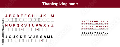 Thanksgiving code with letters and symbols on white background  