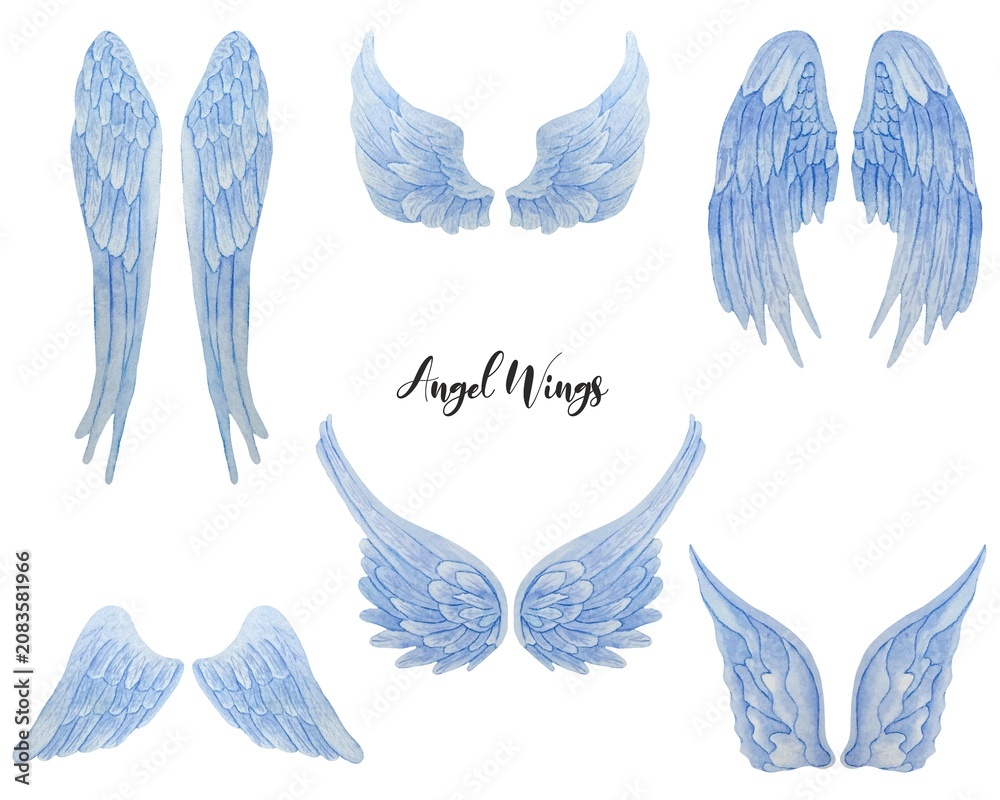 Obraz premium Angel Wings Watercolor Elements Set