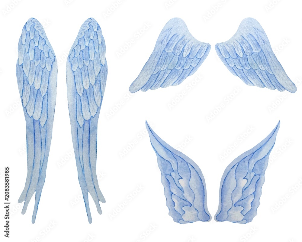 Obraz premium Angel Wings Watercolor Elements Set