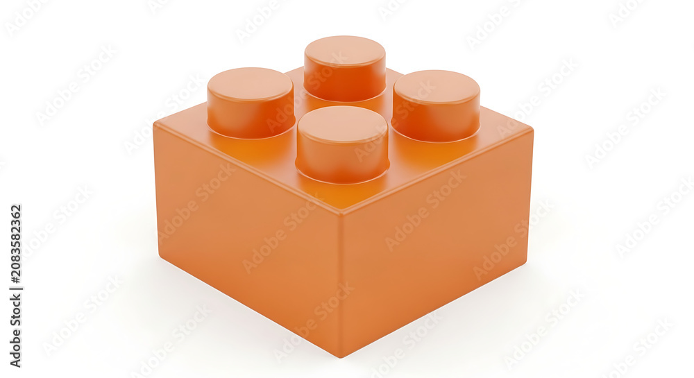 Obraz premium Orange building block on white surface