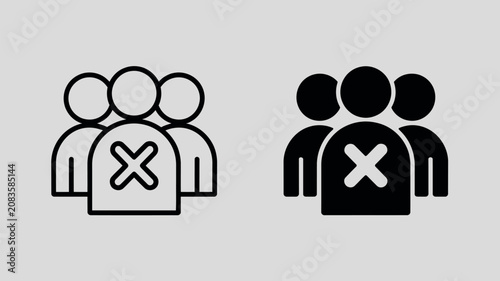 Tableau sur toile Group of people icon with a cross symbol representing exclusion or rejection