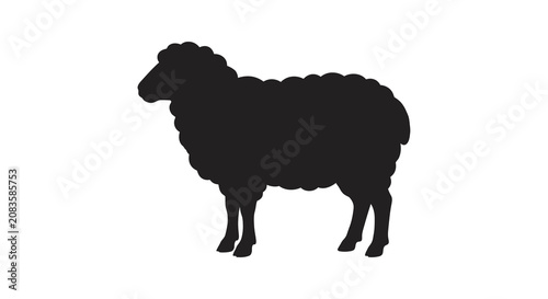 Fotografija Sheep Silhouette Against A White Background Black Shape