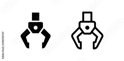 Fényképezés Robotic Claw Icon: Solid and Outline Styles