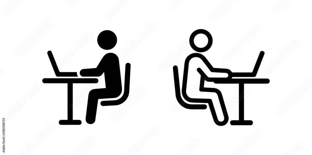 Fototapeta premium Person Working on Laptop at Desk Icon - Remote Work