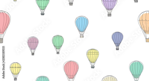 Pastel Hot Air Balloon Seamless Pattern