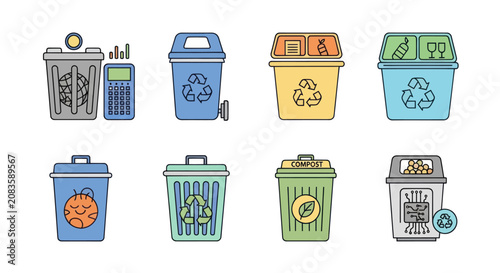 Recycling and Waste Management Icon Set