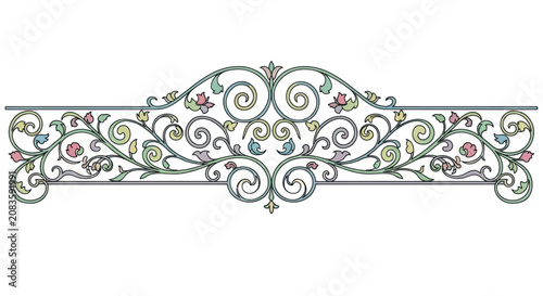 Schilderij op canvas Vintage Art Nouveau Floral Border Vector