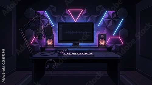 Modern Recording Studio Interior Illustration