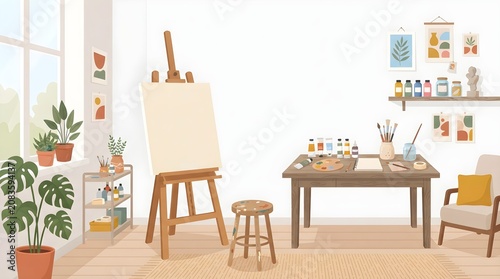 Creative Modern Painting Studio Digital Art Illustration